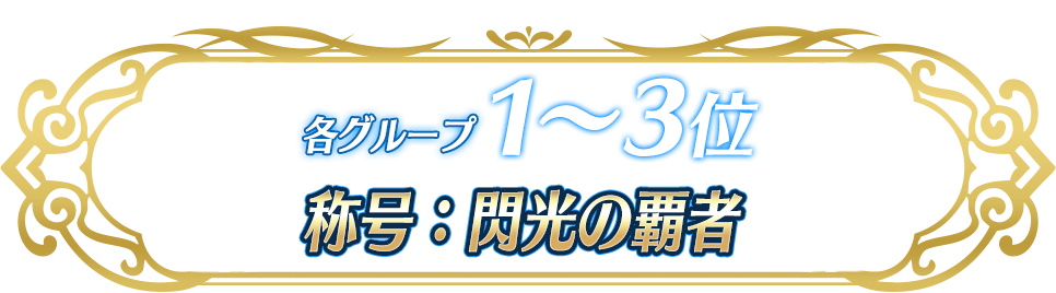 各グループ1〜3位 称号:閃光の覇者